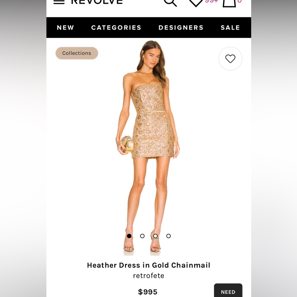 retrofete | NWT Heather Dress in Gold Chainmail Size L